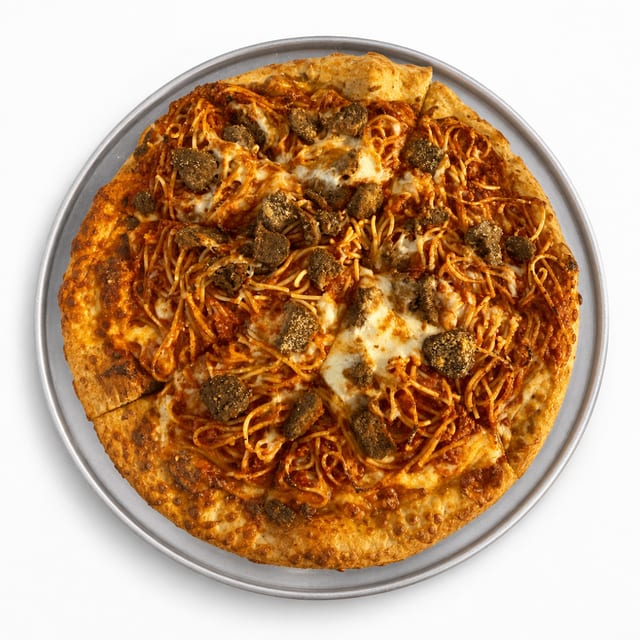 Spaghetti Meatball Pizza.